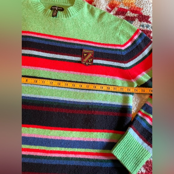 Houston White Adult Crewneck Pullover Sweater Green Stripe Large - Picture 6 of 11